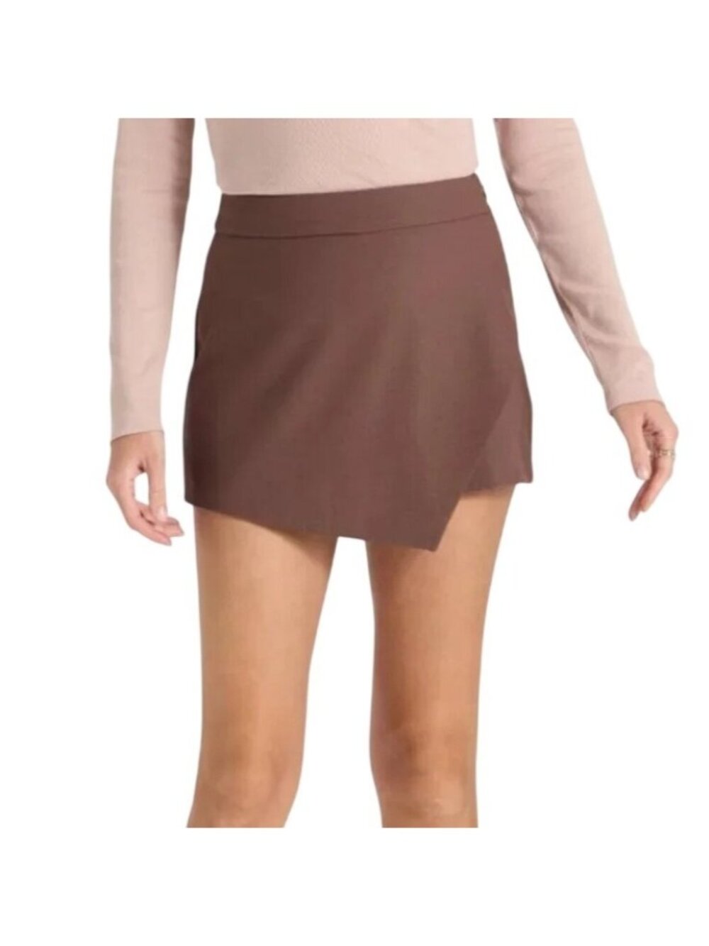 A New Day Womens Brown Asymmetrical Skort Size 18 Recycled Blend With Tags